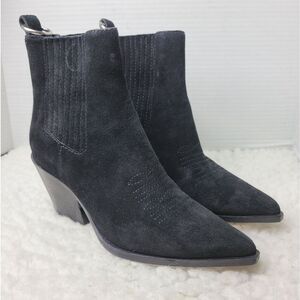 Paige Laney Women's Ankle Bootie Size 6 Black Suede Western Cowboy Boots